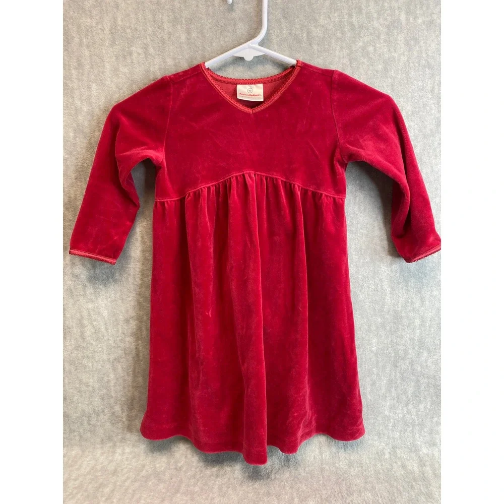 Hanna‎ Andersson Red Velvet Long Sleeve 3T Dress Size 90
